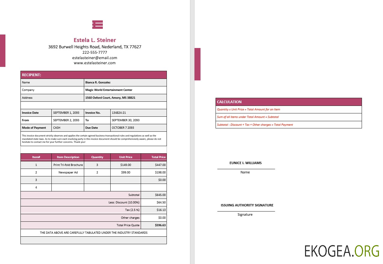 Facture de conception indépendante gratuite